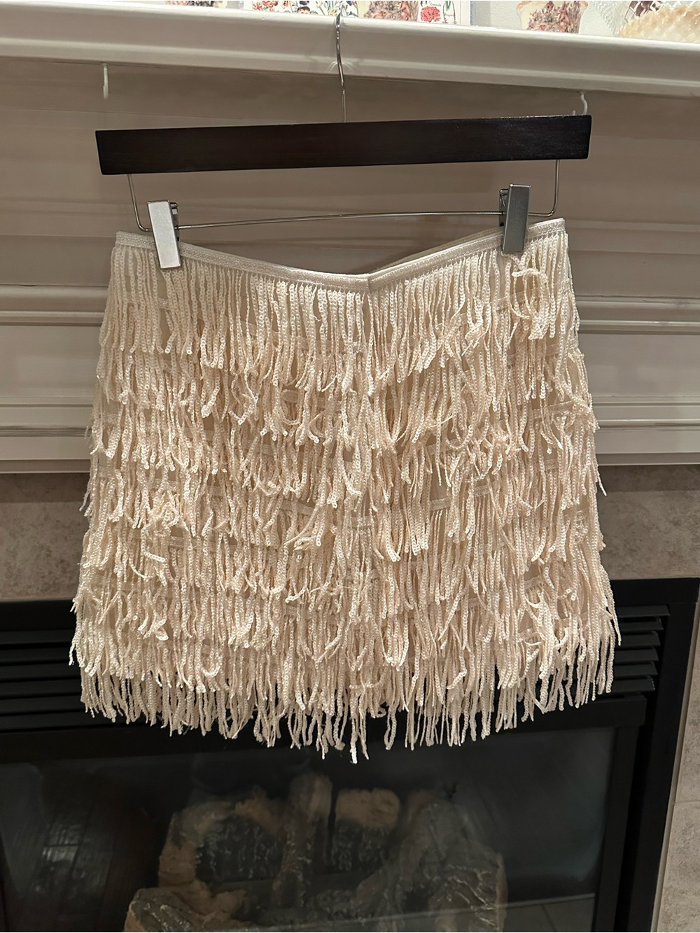 Festival Fringe Mini Skirt in Cream
